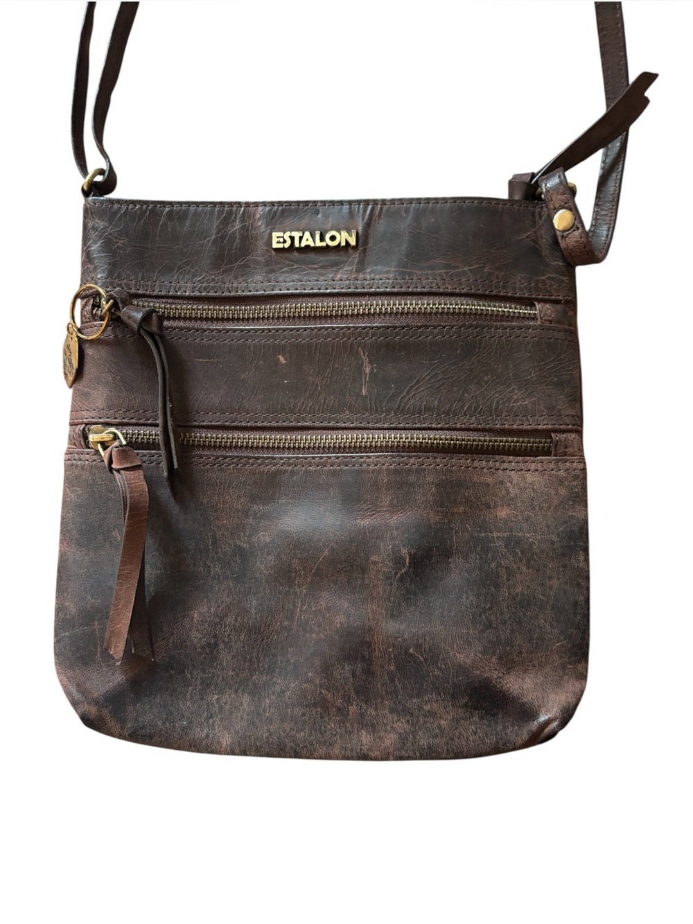 ESTALON Leather Crossbody Bag Purse Travel Bag with Zipper Pocket boho